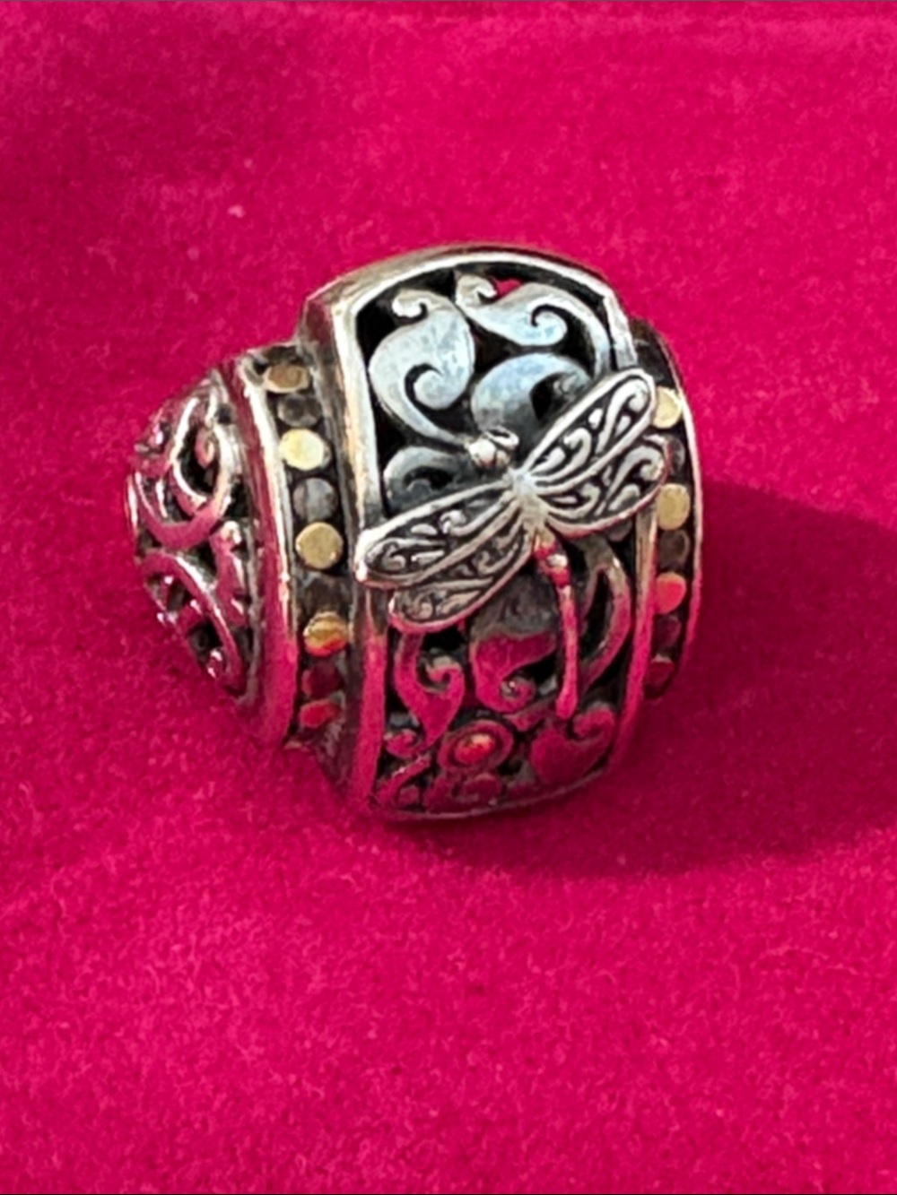 Phillip Gavriel Dragonfly Filigree Silver Charm Bead